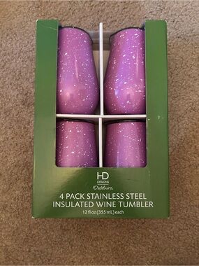 HD Designs Purple Speckled Insulated Stainless Steel Wine Tumblers - 4 Pack